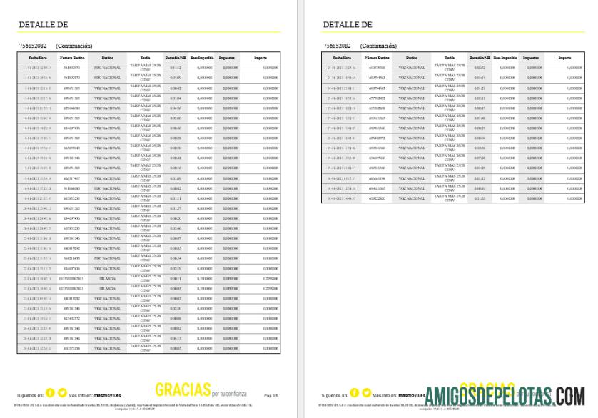 Espanha Masmovil Internet Utility Bill Formatos Word e PDF, 6 páginas. modelo